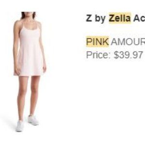 Z by Zella Active Racerback Dress - Light Pink BRAND NEW NWT